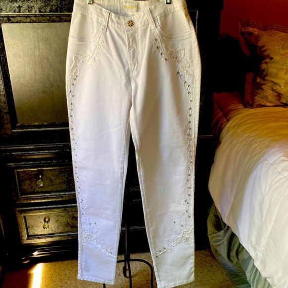 NWOT BrazilRoxx White Beaded Jeans - Picture 1 of 12